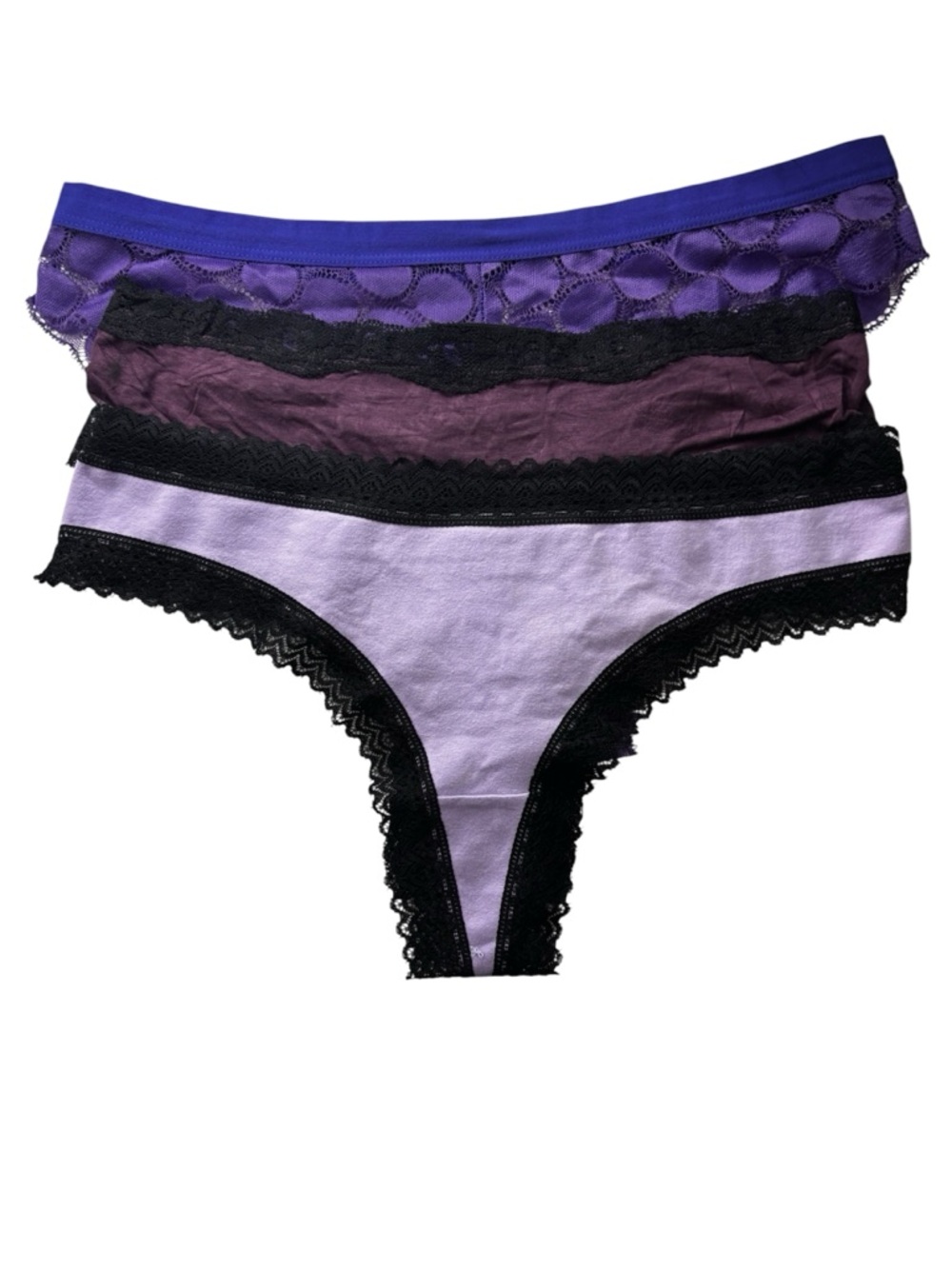 Knotty Knickers Panties Lot of 3 Pack Size L Large Purple Cotton New NIP